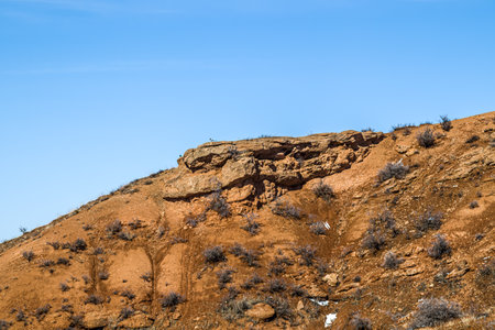 Destructive rocks against the sky. mountain landscape.の写真素材