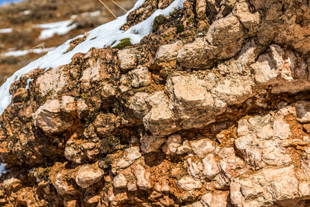 Destructive rocks against the sky. mountain landscape.の写真素材