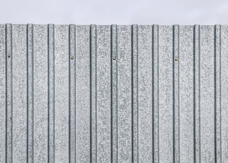 Wall of galvanized metal profile close-up as a background.の写真素材