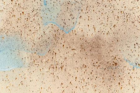 Old rusty painted sheet metal as background close-upの写真素材