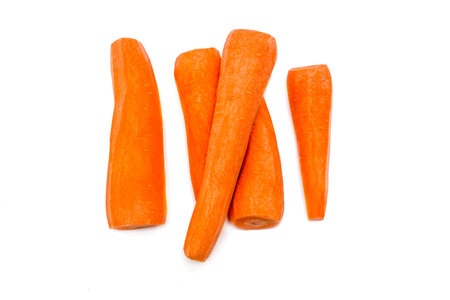 Peeled carrots isolated on white backgroundの写真素材