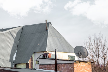 House roof covered with a metal profileの写真素材