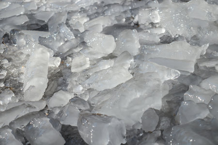 Melting blocks of ice in nature as a background.