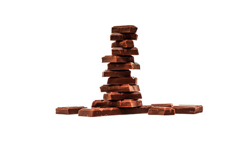 Milk chocolate on white backgroundの写真素材