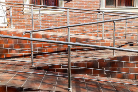 Ramp for the disabled with railingsの写真素材