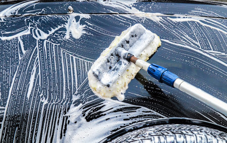 Soap foam on the car. Washingの写真素材