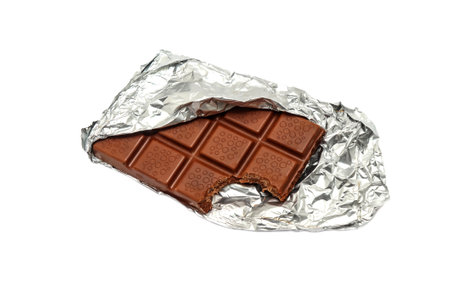 Milk chocolate on white backgroundの写真素材