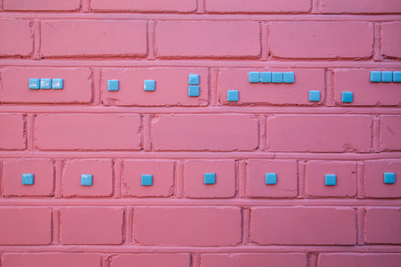 Texture background of pink painted brick wallの写真素材