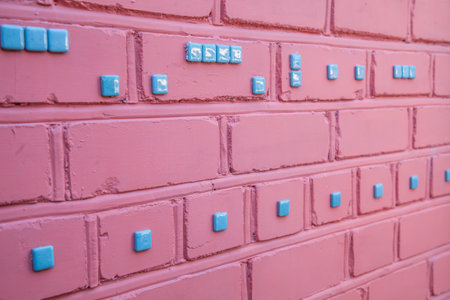 Texture background of pink painted brick wall