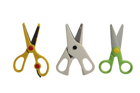 Bright scissors for kids on white backgroundの写真素材
