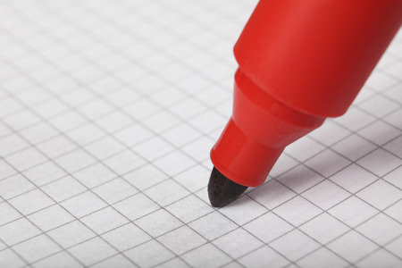 A red marker  writes on a blank sheet of paper from tetrodi in the cage. Close-upの写真素材