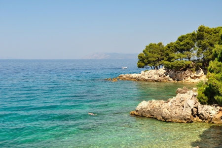 Coastline of adriatic sea near Podgora, Croatiaの写真素材