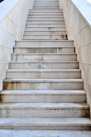 Long stairs with many steps of a high buildingの写真素材