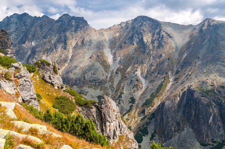 View of mountains from Solisko in High Tatras in Slovakiaの写真素材