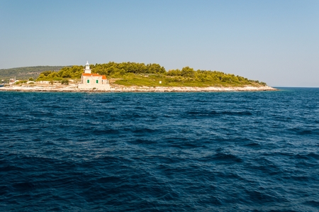Lighthouse on the south end of island Hvar in the Adriatic sea. Sucuraj, Croatiaの写真素材