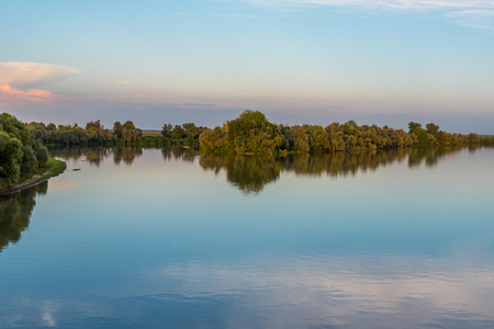Panorama with River Po (Fiume Po) in east coastline of Italyの写真素材