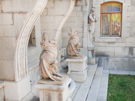 Sculptures in Massandra s palace in Crimea - satyres and chimerasのeditorial素材