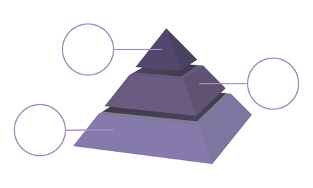 Blue layered shaded pyramid vector diagram with labels.のイラスト素材