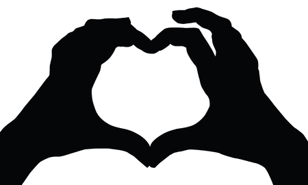 Vector silhouette of hands holding hand sign.のイラスト素材