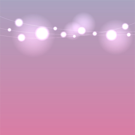 Christmas glowing lights in strings on pink background.のイラスト素材
