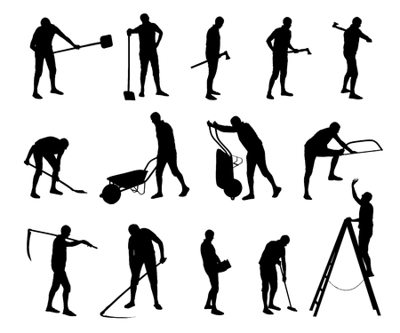 Vector set of unskilled construction and maintenance workers.のイラスト素材