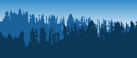 Beautiful blue vector landscape with layered forested mountains.のイラスト素材