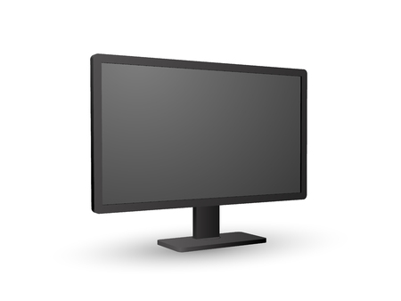 Perspective view of realistic modern black shaded vector computer screen on white background.のイラスト素材