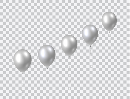 Beautiful vector growth chart in shape of silver realistic party balloons flying up.のイラスト素材