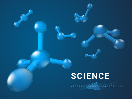 Abstract modern business background vector depicting science in shape of molecules on blue background.のイラスト素材