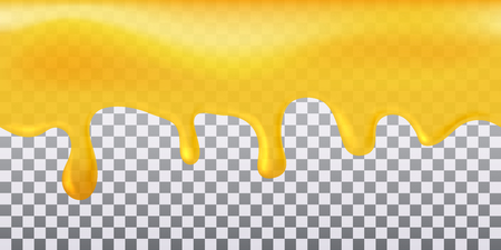 Yellow seamless flowing honey on transparent background.のイラスト素材