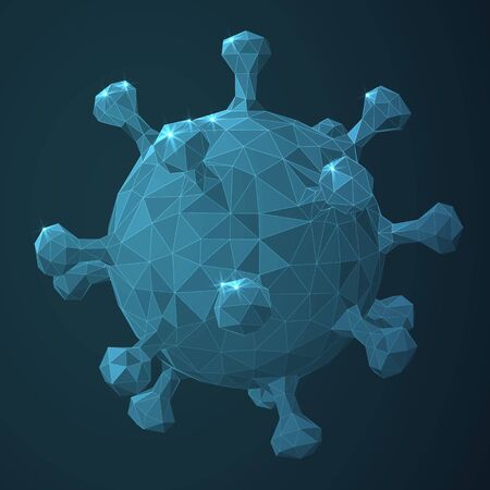 Abstract modern business background vector depicting coronavirus cell on blue backgroundのイラスト素材