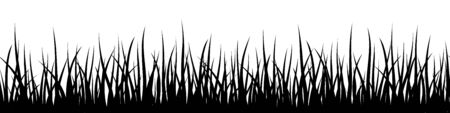 Vector decorative seamless pattern with black grass leaves on white backgroundのイラスト素材