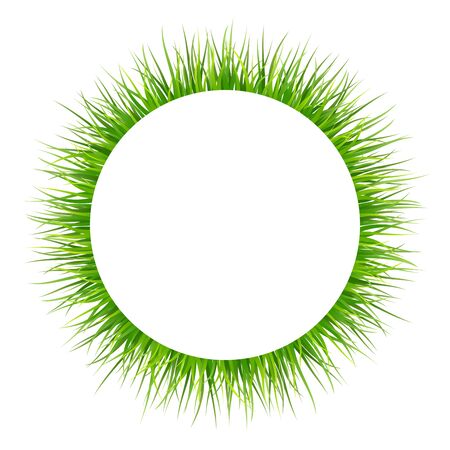 Vector decorative round frame with shaded grass leaves on white backgroundのイラスト素材