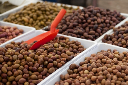 Olives in the Turkish marketの写真素材
