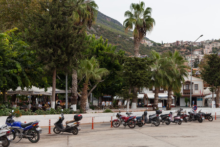 Motorcycles on the waterfront of Kas, Turkeyのeditorial素材