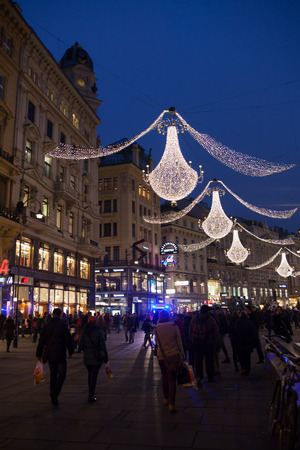 People on the Gaben street, Christmas time, Viennaのeditorial素材