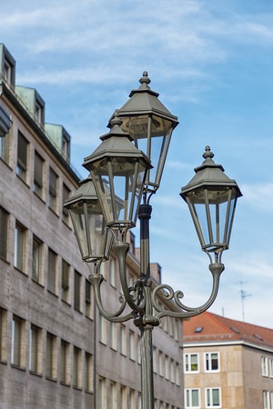Vintage lantern in the street. Details. Nuremberg, Bavaria, Germanyの写真素材