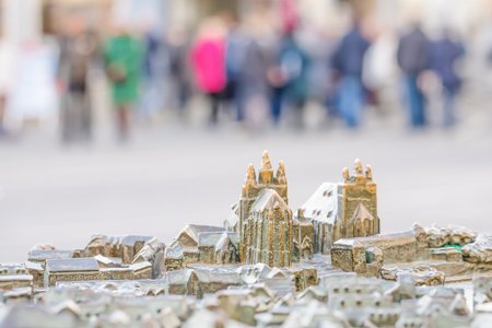 Small model of famous Cathedral and Severi church in Erfurt, Thuringia, Germanyの写真素材