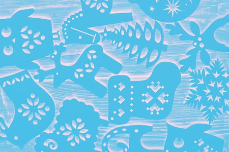 Winter pattern. Christmas decorations, abstract background, texture. Ultra blue bright color....