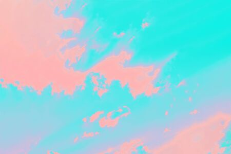 Ultra aqua and pink coral color background. Abstract sky background