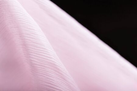 Soft corrugated pink silk on the black background, copy spaceの写真素材