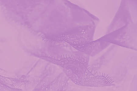 Delicate violet silk lace lingerie. Pastel pink backgroundの写真素材