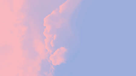 Panorama pink sky background. Violet blue sky with pink clouds, copy space