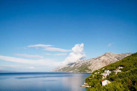 Brela, Croatia, Makarska riviera. Beautiful sea view, wonderful cloud in the skyの写真素材