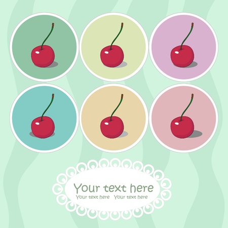 cute vintage vector card with cherries into circles のイラスト素材