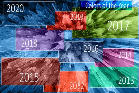 Colors of the Year, trend colors of different years. Natural textural background. Many long icicles...