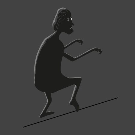Thief sneaking in the dark. A man commits a crime. Dark personality and black deeds. Vector.のイラスト素材