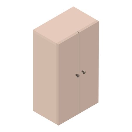 Isometric wardrobe with doors. Wooden floor cabinet. Indoor furniture. Vector EPS10.のイラスト素材