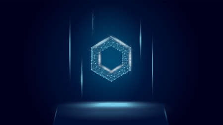ChainLink LINK token symbol of the DeFi system above the pedestal.のイラスト素材