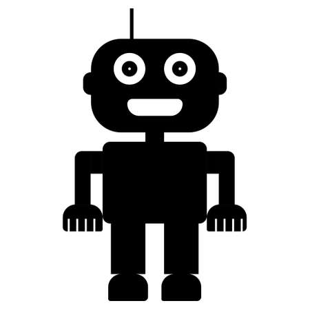 Simple robot silhouette isolated on white. Droid icon. Vector illustration.のイラスト素材